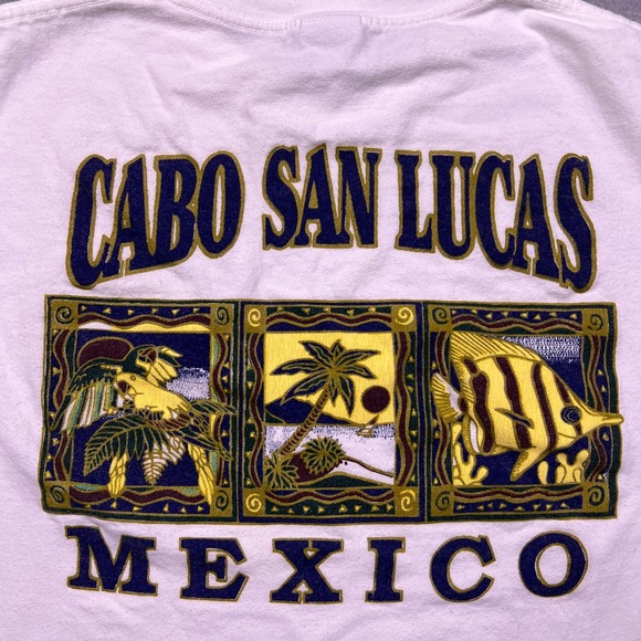 YAZBEK Mens Medium Cabo San Lucas Mexico Graphic T Shirt Heavy Weight White - Picture 4 of 10